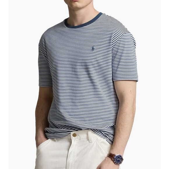 NWT Polo Ralph Lauren Classic Fit Navy White Striped T-Shirt Men’s XL Blue Pony - Picture 1 of 3